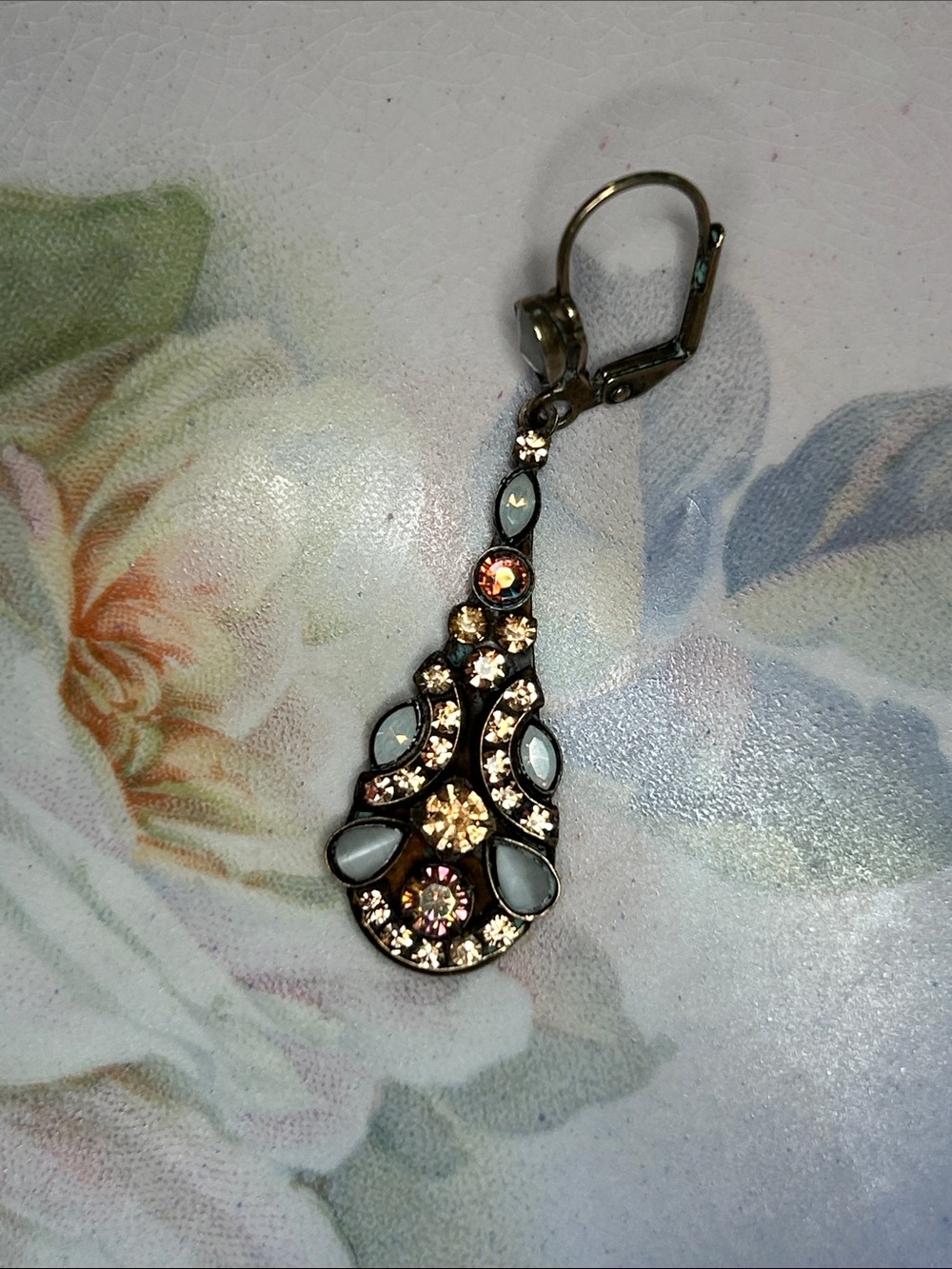 SINGLE Sorrelli Earring Dangle w Swarovski Crystals Champagne & Opalescent